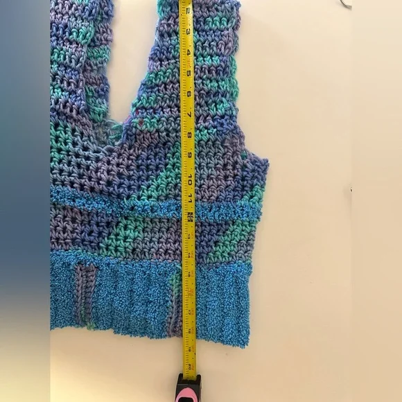 Multicolor Made by Hand Crochet Knit Women Top Small/Medium - Picture 7 of 7